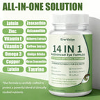 EVERVISION 14 in 1 Advanced Eye Formula, Eye Vitamin and Mineral Supplement with Zinc, Lutein, Zeaxanthin & Bilberry Extract, 60ct