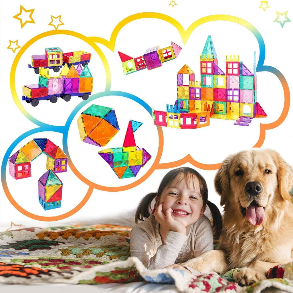 Landtaix 100pcs Magnetic Tiles for Kid Age 3+ Magnetic Blocks Toddlers Toys