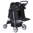 Epetlover Pet Stroller for Dogs, Black 4 Wheels Cat Strolling Cart Foldable Travel Carrier, Waterproof Puppy Jogger Stroller with Storage Basket & Cup Holder