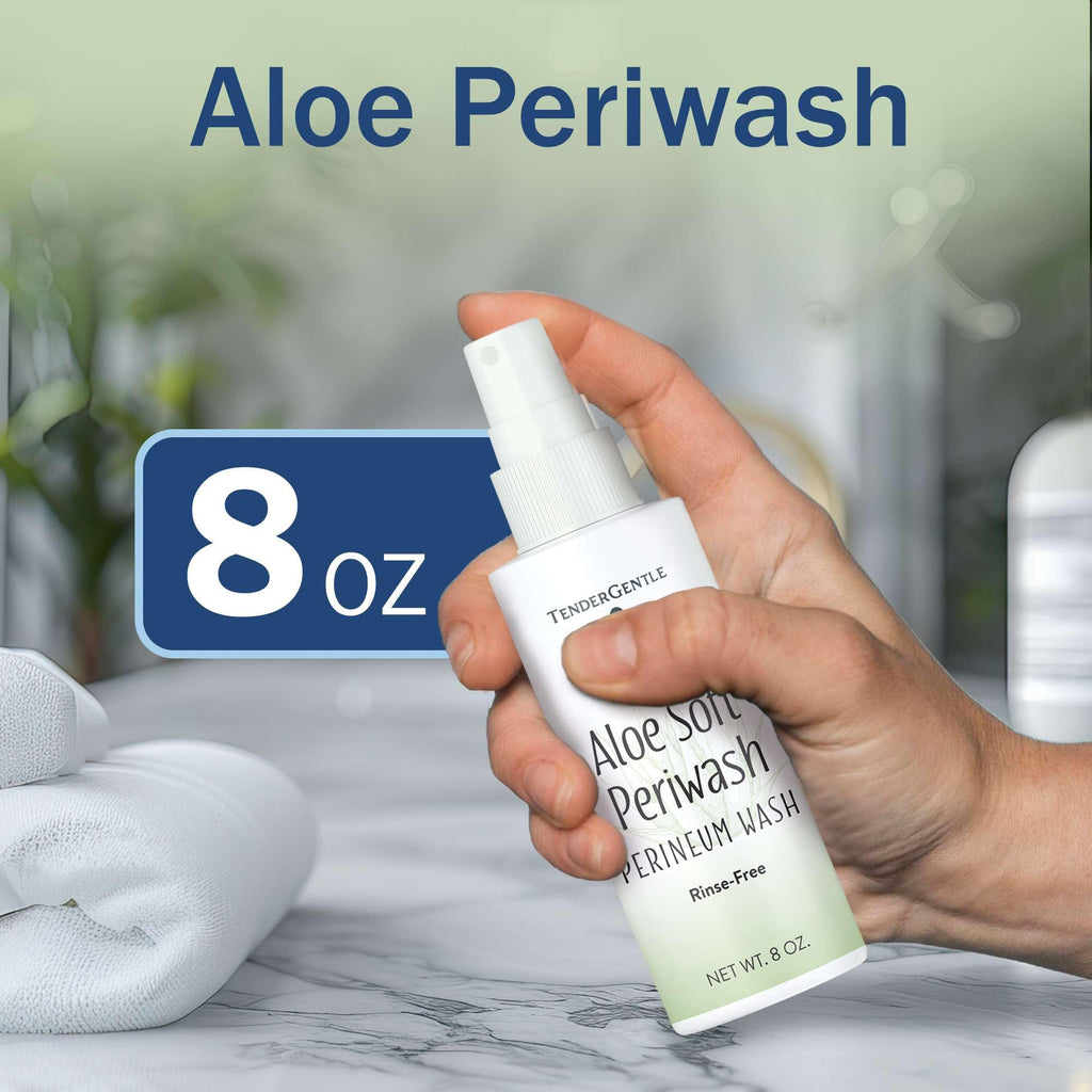 Aloe Soft Perineal Spray - Pack of 2 8 oz Rinse Free Perineum Wash - Cleanses and Soothes - Made with Aloe Vera Extract