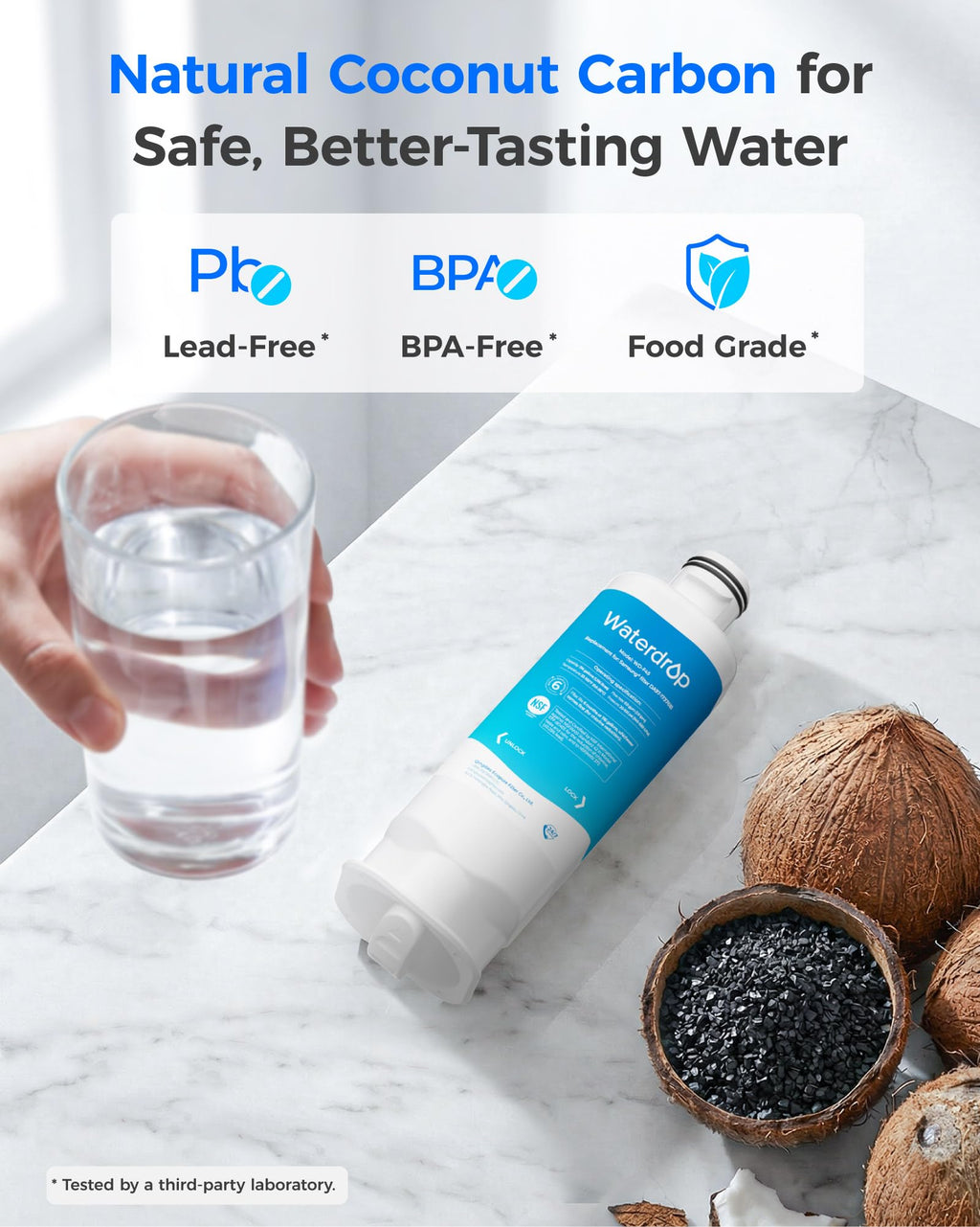 Waterdrop WD-F45 Replacement for Samsung® DA97-17376B, HAF-QIN/EXP, DA97-08006C, RF28R7201SR, RF28R7351SG, WD-F45, Refrigerator Water Filter, 3 Filters