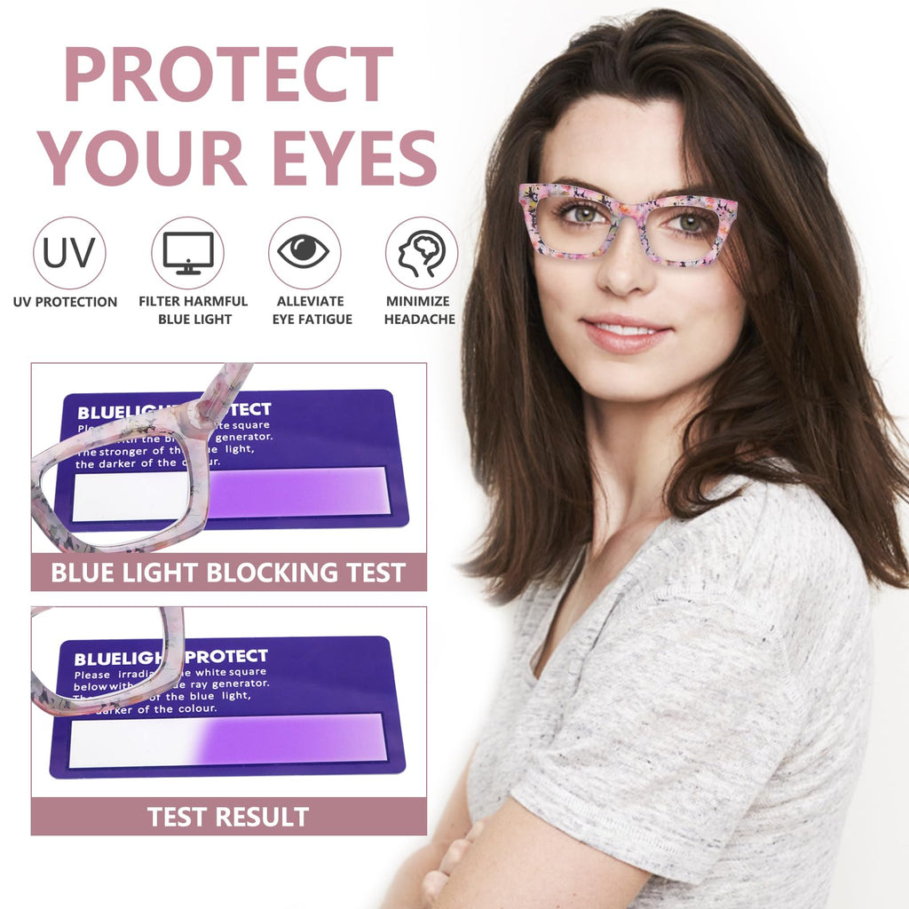 SIGVAN 6 Pack Oprah Style Reading Glasses Blue Light Blocking Square Computer Spring Hinge Readers for Women Men (6 Mix, 1.25, multiplier_x)
