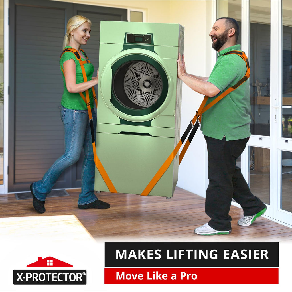 X-Protector Moving Straps - 2 Pairs - Lifting Straps for 2 Movers - Move Furniture Easily and Safely - Perfect for Lifting and Moving Heavy Objects! (with Back Support)
