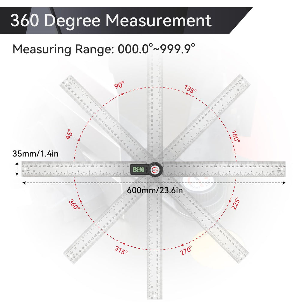 GemRed 82305 Digital Angle Finder Protractor (Stainless steel 300mm)