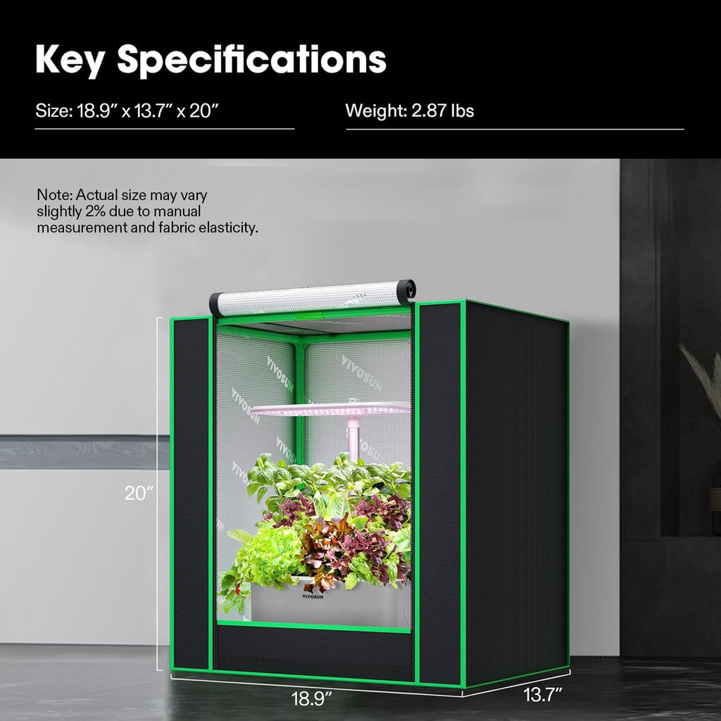 VIVOSUN Small Grow Tent for Aerogarden 20"x14"x21" Mylar Tent