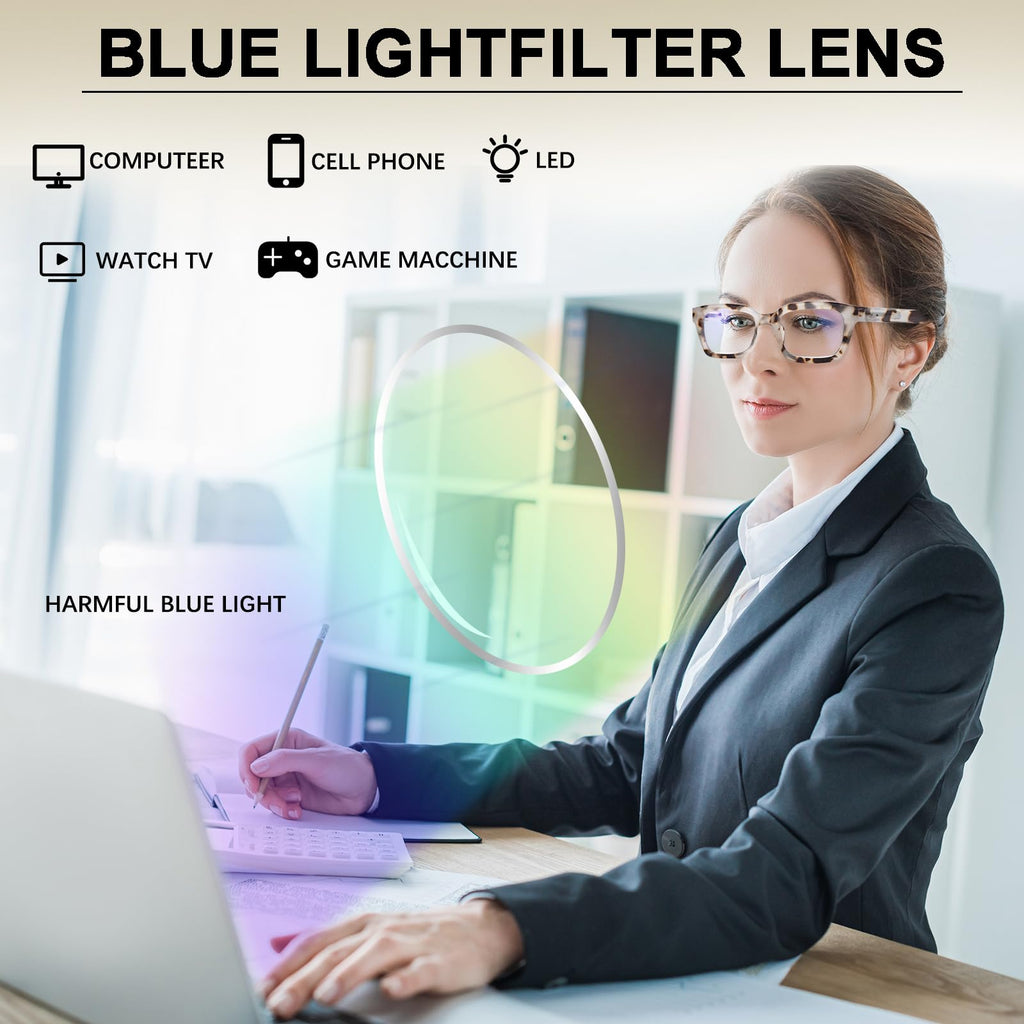 ZONLON 4 Pack Progressive Multifocus Reading Glasses for Women Oprah Style Blue Light Blocking Computer Readers (4 Mix C1, 1.75)