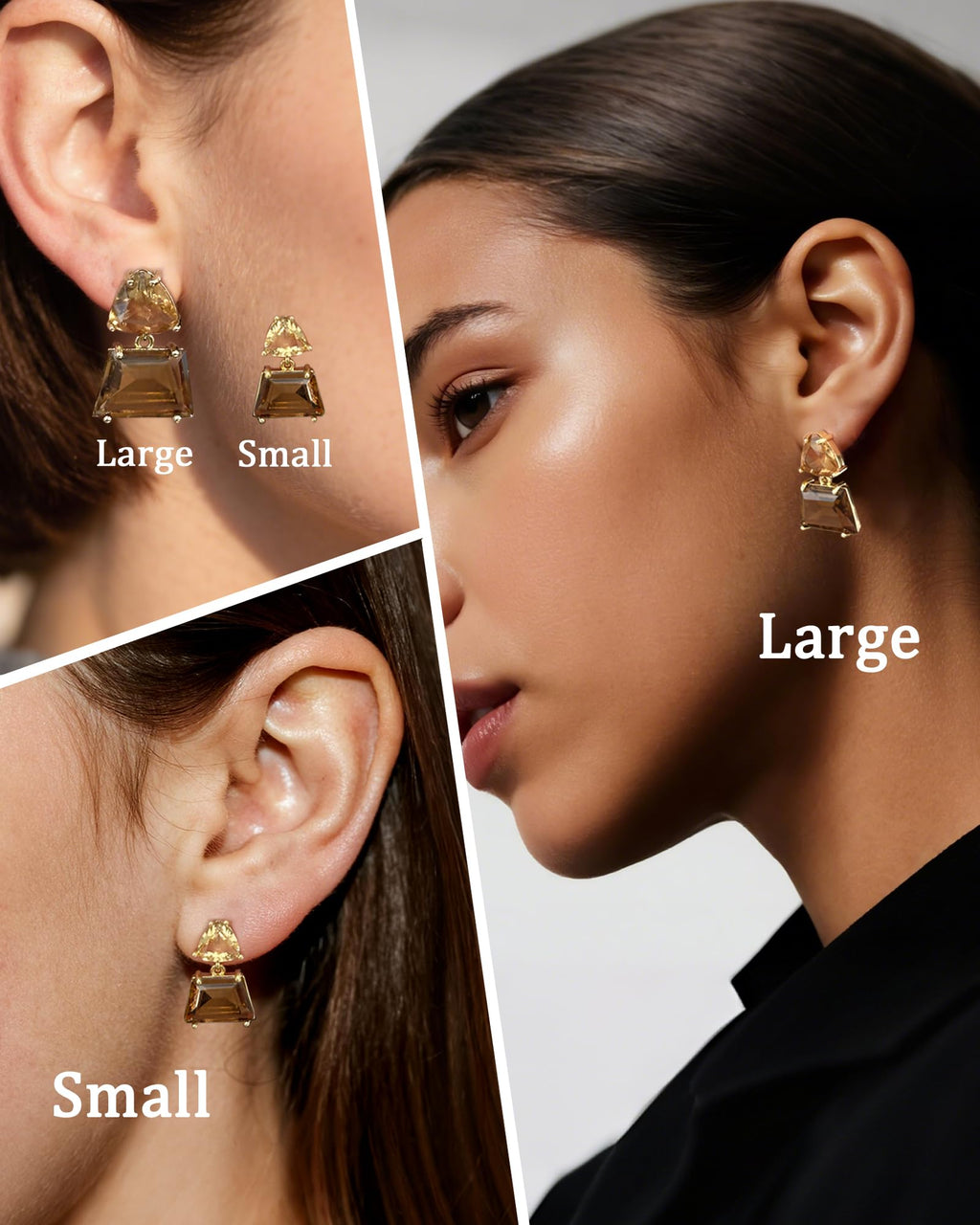 Elaximn Large Hypoallergenic Brown Crystal Dangle Earrings for Women