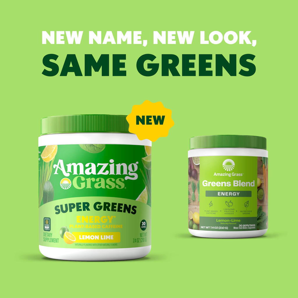 Amazing Grass Green Superfood Energy: Super Greens Powder & Plant Based Caffeine with Green Tea, Beet Root Powder & Flax Seed, Lemon Lime, 100 Servings (Packaging May Vary)