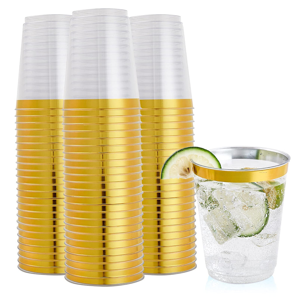 FOCUSLINE 100 Count 10 oz Gold Plastic Cups