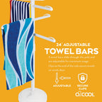O2COOL Pool & Spa Valet, Adjustable Pool & Patio Towel Holder with Weighted Base, Outdoor Towel Bar, Poolside Table, White