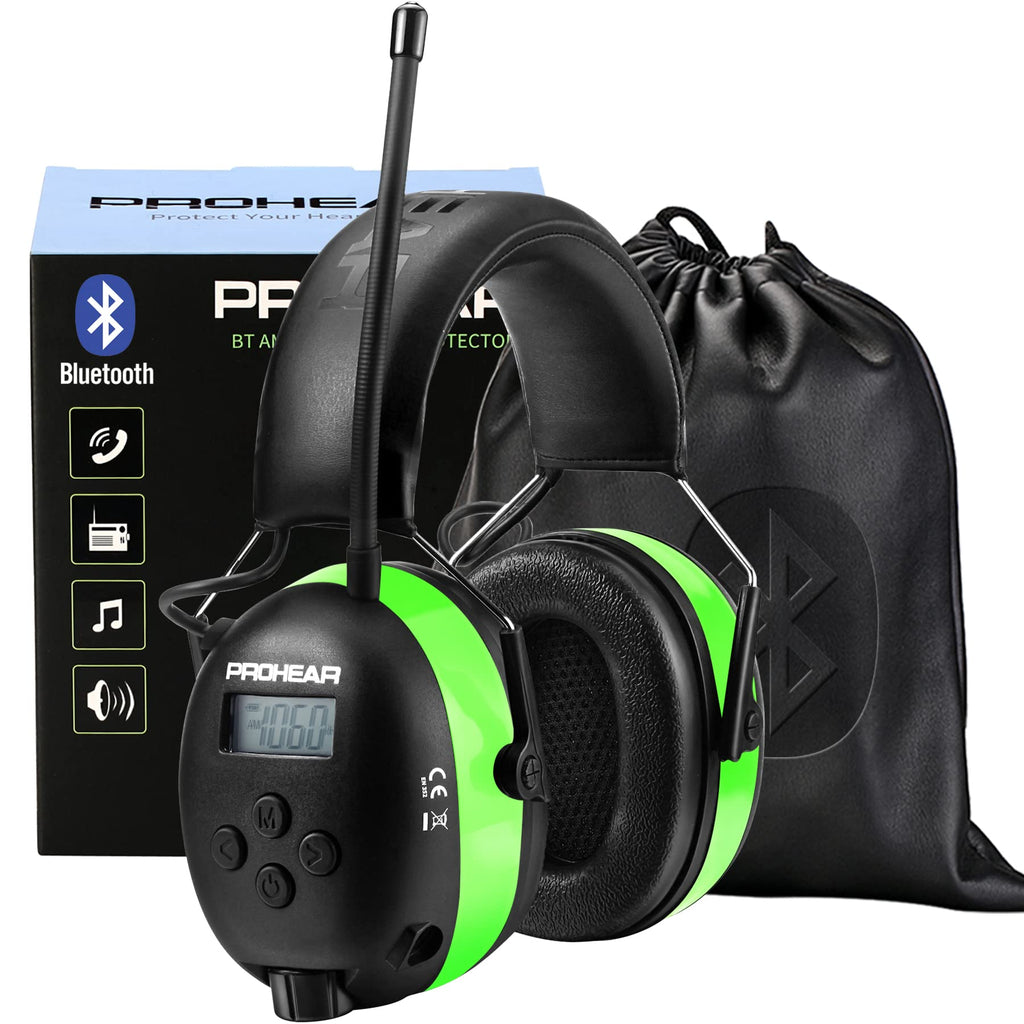 PROHEAR 033 Upgraded 5.4 Bluetooth Hearing Protection AM FM Radio Headphones, Noise Reduction Safety Earmuffs with Rechargeable 1500mAH Battery, 31dB SNR Ear Protector for Mowing Lawn,Gifts for Father
