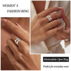 ZELORES Adjustable 925 Sterling Silver Celtic Knot Rings Open Knuckle Rings for Women Thumb Finger Rings Minimalist Cross Line Band Rings (Silver)