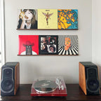 MÖNKE Vinyl Record Wall Mount - a 96 cm Long Elegant Display Ledge Made from Solid Walnut - This Vinyl Record Shelf Will Hold Records of Any Size (Walnut)