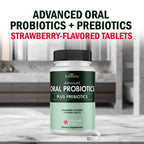 Oral Probiotics Supplement with Prebiotics - Supports Healthy Teeth Gums Mouth and Fresh Odorless Breath for Adults - Strawberry Flavored Chewable Dental Probiotic (60 Tablets, 60 Day Supply)