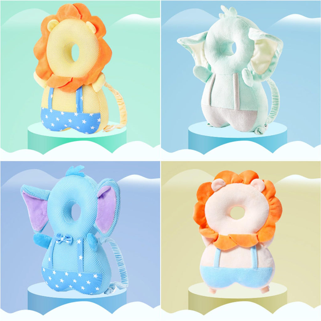 Baby Walker Head Protector Toddler Adjustable Baby Head Protection Backpack Wear Safety Pad (White Lion)