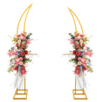 Wedding Flower Arch Stand Gold Half Arch 2pc Curved Backdrop Stand 6.2&6.9 Ft For Wedding Ceremony Bridal Shower Heart Arch Stand For Proposal Climbing Plants Garden Arch Party Decorations