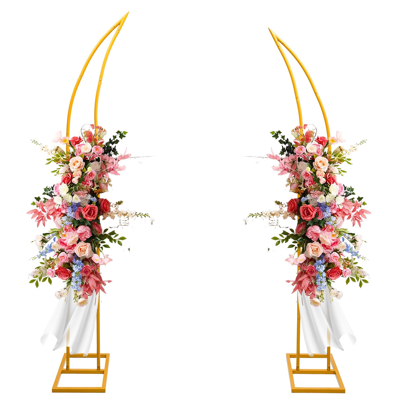Wedding Flower Arch Stand Gold Half Arch 2pc Curved Backdrop Stand 6.2&6.9 Ft For Wedding Ceremony Bridal Shower Heart Arch Stand For Proposal Climbing Plants Garden Arch Party Decorations