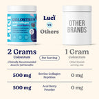 Luci Colostrum Powder 60 Servings 3 in 1 with Collagen Peptides and Acai, Bovine Colostrum for Gut Health, Bloating, Collagen Protein for Muscle, Skin, Hair, Nails and Immunity, Gluten & Fat Free 180g
