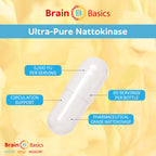 Brain Basic Ultra-Pure Nattokinase 5000 FU – 120 Capsules - Natural Blood Circulation Support with Highest Potency Available – Non-GMO, Vegan, Gluten Free