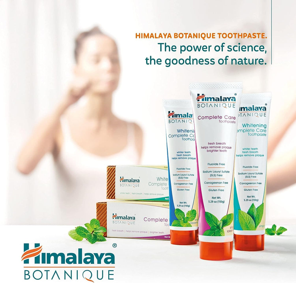Himalaya Botanique Complete Care Whitening Toothpaste, Simply Peppermint, for a Clean Mouth, Whiter Teeth and Fresh Breath, 5.29 oz (Pack of 2)
