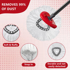 Easywring 1-Tank System,Mop Replacement Heads for O-Ceda Replace , Spin Mop Heads Replacements, Microfiber Spin Mop Refills, Easy Cleaning Head Replacement (1 Base+3pcs White)
