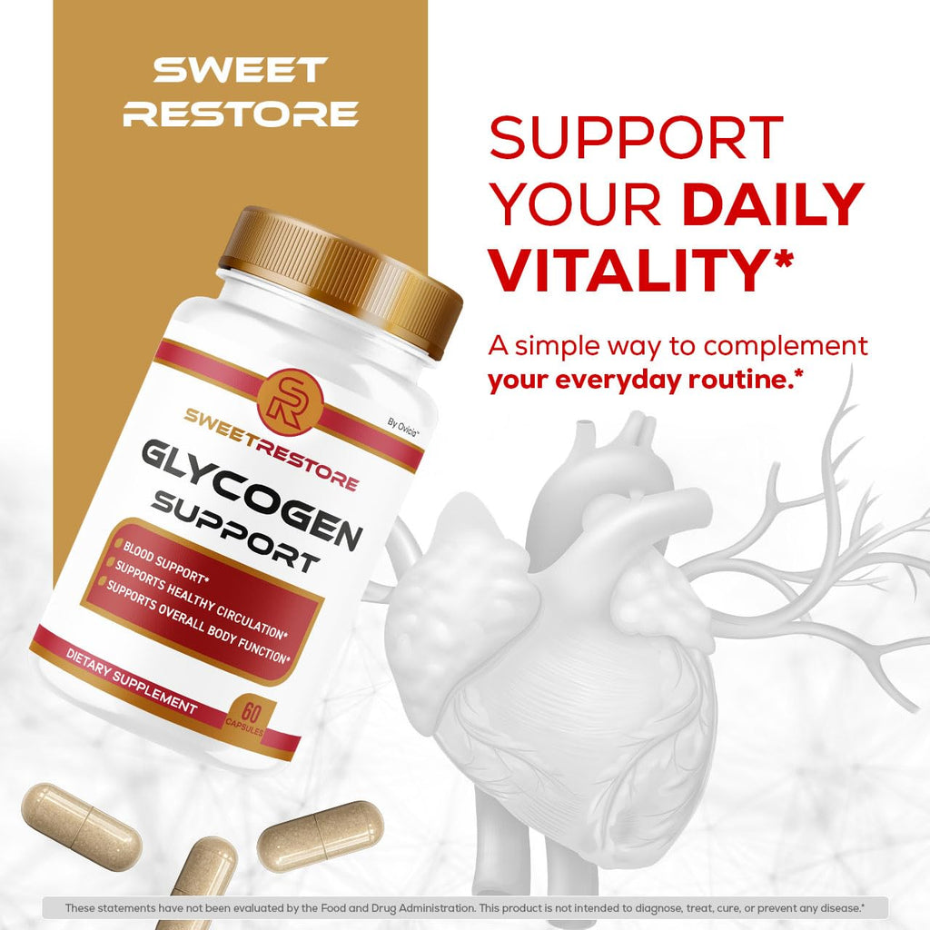 Sweet Restore Glycogen Support - Official Sweet Restore Capsules Advanced Formula with All Natural Ingredients, SweetRestore Glyco Pills for Wellness & Health, 60 Capsules for 1 Month