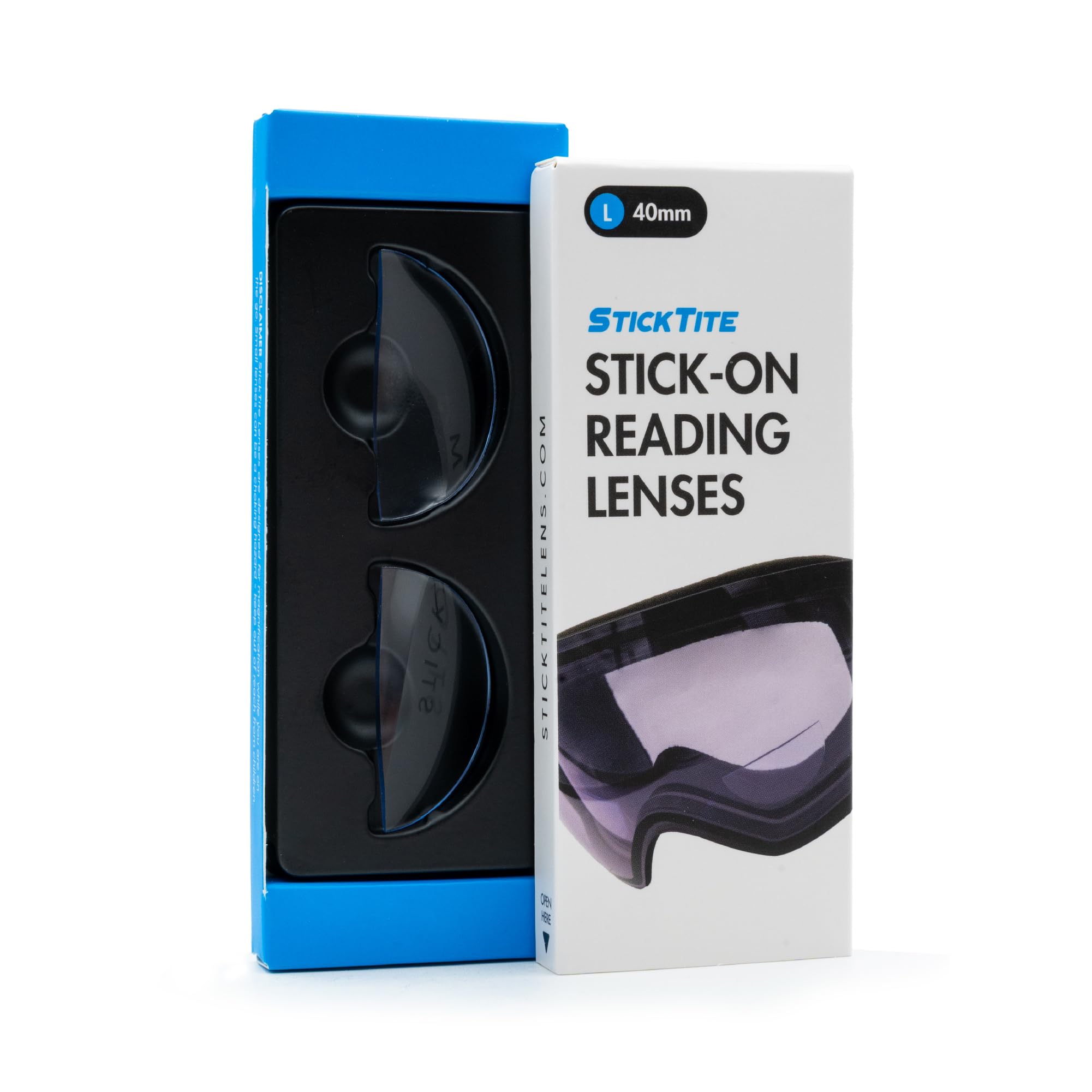 StickTite Lenses Large 40mm (Single Pack) Stick-on bifocal lens instantly converts Ski goggles, Dive masks, and other masks into magnified bifocals (Clear (1 Pair), 2.0 Diopters)