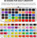 Grabie 50 Color Watercolor Paint Set with Brush Pens