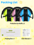 Dr.meter Ear Muffs for Noise Reduction: 27.4SNR Noise Cancelling Headphones for Kids Adults, EM100 Adjustable Hearing Protection Earmuffs for Monster Jam, Autism Sensory, Concerts, Fireworks- 3PACK