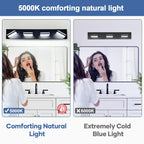 360° Rotate LED Bathroom Vanity Light Fixtures, 1600LM Acrylic Matte Black Vanity Lights for Bathroom, Modern Wall Lighting Fixtures Over Mirror Kitchen Living Room Hallway (Natural White Light 5000K)