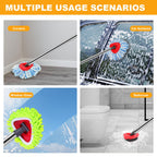 Mop Heads Replacements for OCedar RinseClean 2 Tank Spin Mop System, Mop Replace Head with 2 Microfiber Mop Head Refills, 2 Chenille Mop Pads,1 Scrub Brush, and 1 Mop Base Set Combo
