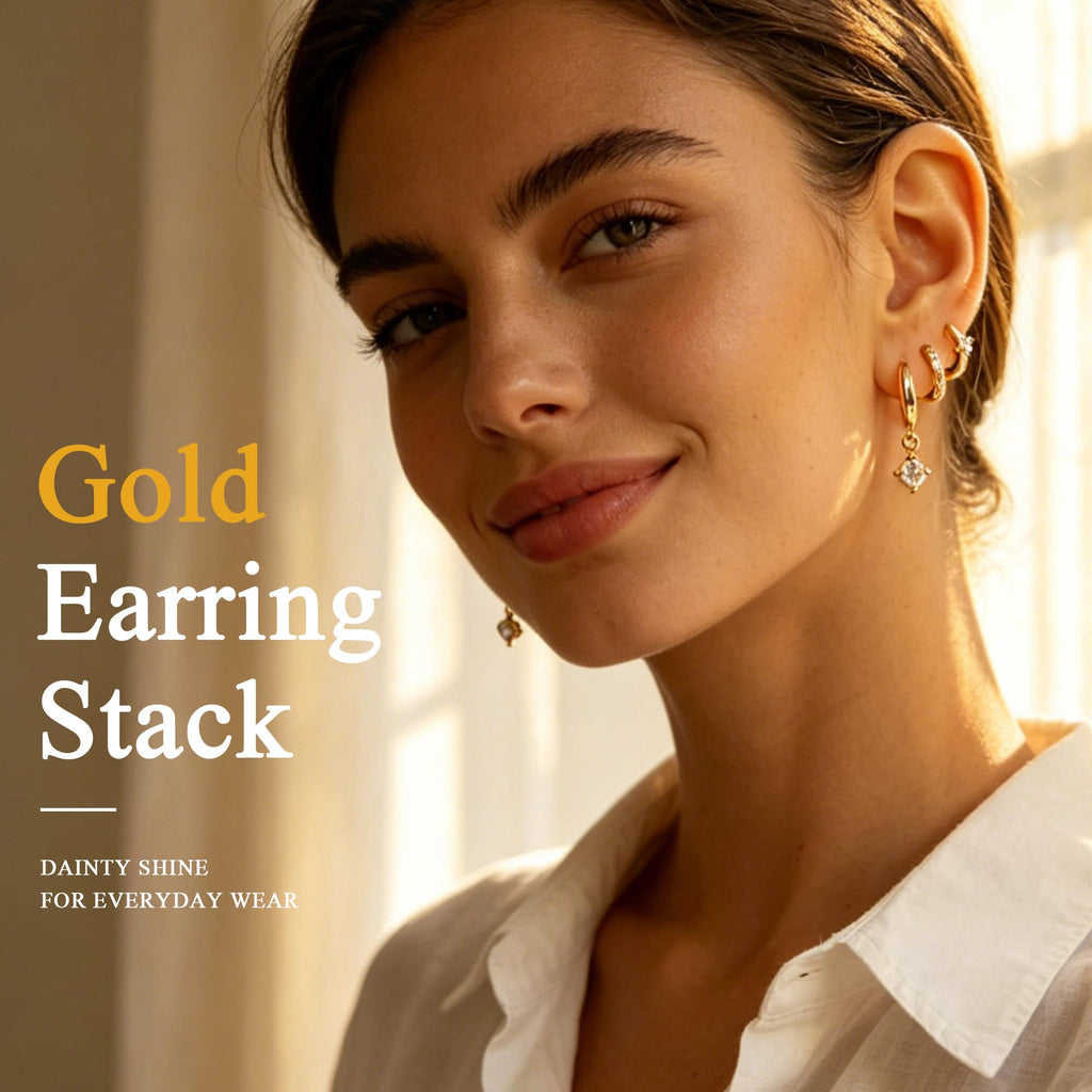 Wgoud 12 Pairs Small 14K Gold Plated Chunky Hoop Earrings for Women Hypoallergenic Lightweight Gold/Silver Hoop Earring Set for Sensitive Ears Trendy Cartilage Huggie Hoops Stacks for Multiple Piercing Jewelry (Gold-6 pairs- round)