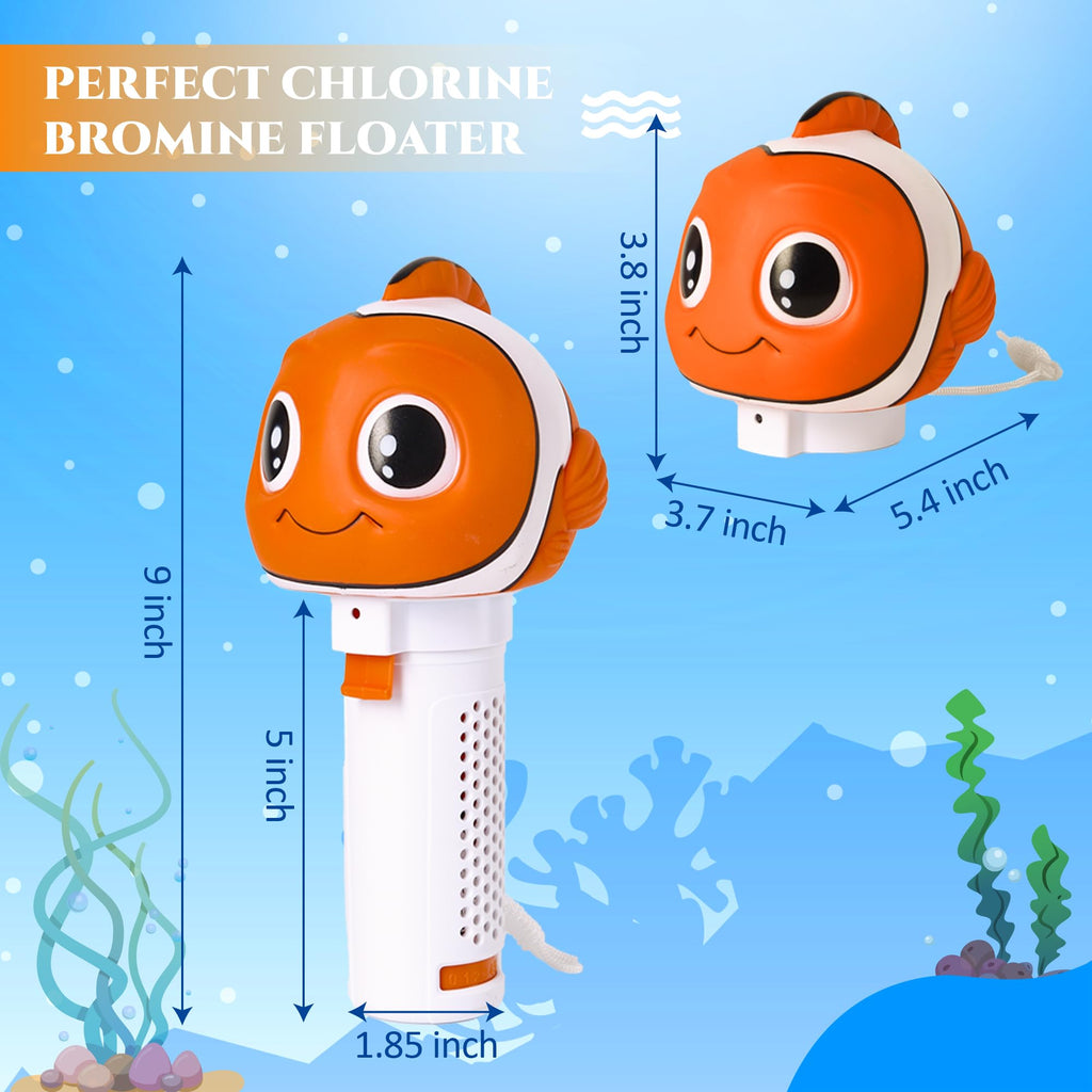 MKLZ Chlorine Floater, Small Floating Pool Chlorine Dispenser for 1 Inch Tablets, Mini Clown Fish Bromine Holder for Hot Tub, Spa, Swimming Pools