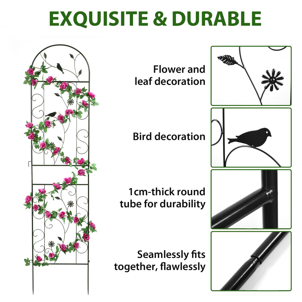 86.5" x 19.7" Metal Garden Trellis Outdoor for Climbing Plants, Black