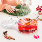 Jucoan 1.5L/50oz Glass Saucepan with Cover, Heat Resistant Stovetop Glass Cooking Pot with Lid for Pasta Noodle, Soup, Milk, Clear Simmer Pot for Potpourri Christmas Holiday Home Fragrance