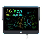 Rechargeable LCD Writing Tablet for Kids, 16 Inch Colorful Drawing Tablet, Educational Toddler Drawing Pad, Reusable Learning Toys for Kids (Ages 3-8), Ideal Gift for Christmas Birthday (Blue)