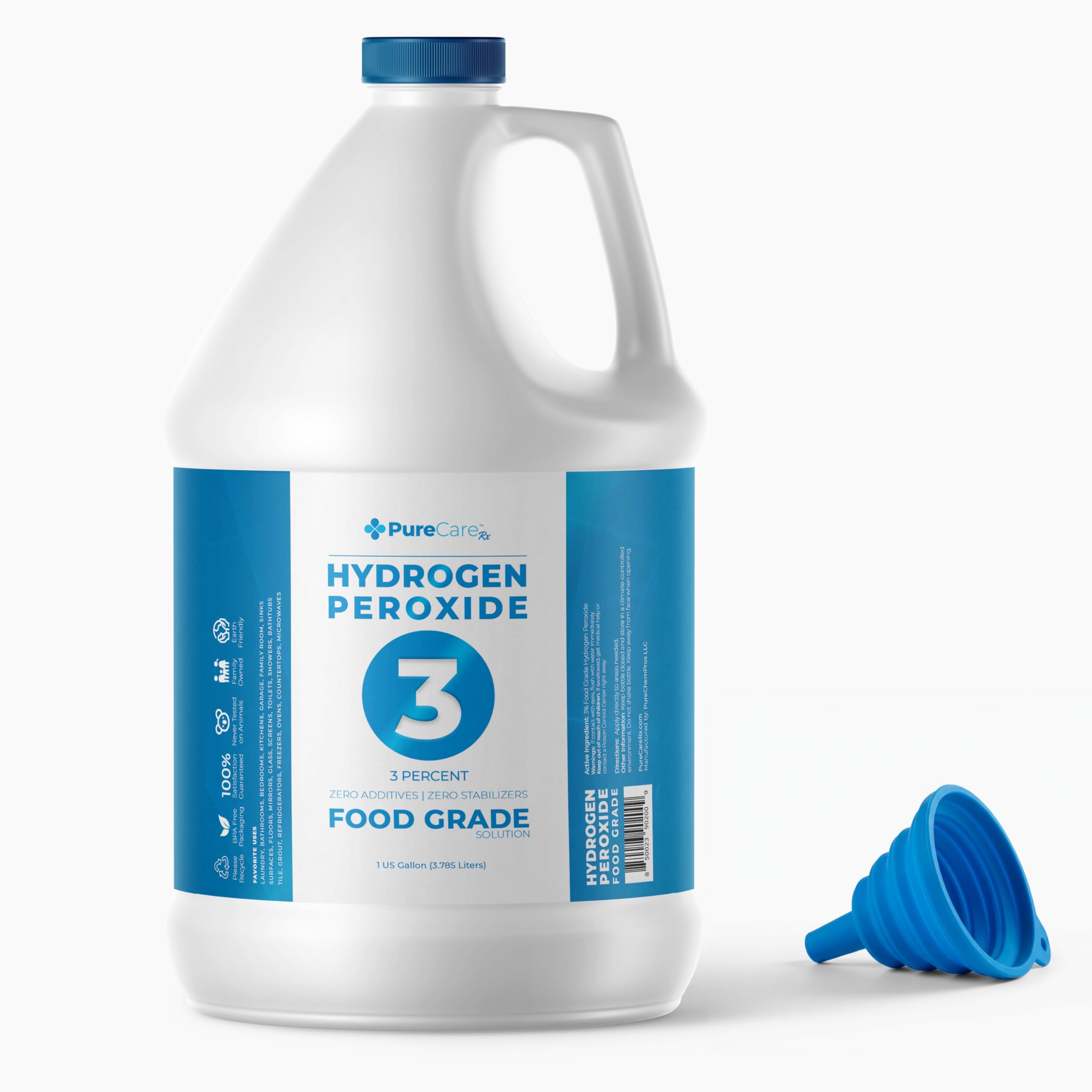 3% Food Grade Hydrogen Peroxide (1 Gallon) - No Added Stabilizers - Made in The USA derived from 35% Food Grade Hydrogen Peroxide