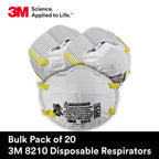 3M 8210 Particulate Respirator, N95, Pack of 20 Disposable Respirator, NIOSH APPROVED, Two-Strap Cup Style Design, Lightweight with Cushioning Nose Foam