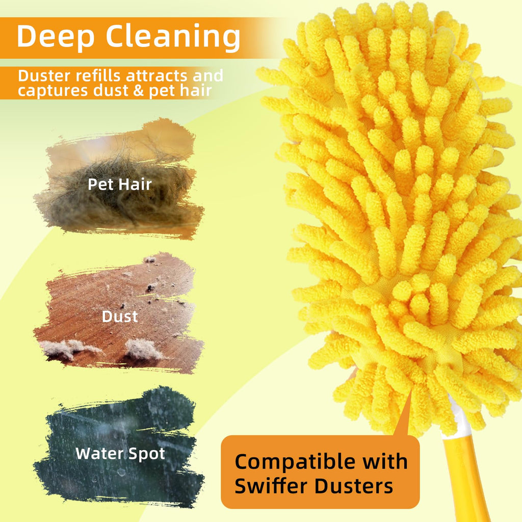 Yicotira 8 Pack Reusable Duster Refill Compatible with Swiffer Hand Duster - 360 Heavy Duty Dusters Refills - Microfiber Ceiling Fan Duster for Swiffer Dusters Extended Handle (Handle is Not Included)
