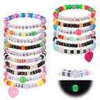 SMAODSGN 16Pcs Rave Music Bracelets Set Glow In The Dark EDM Music Stretch Bracelets Multicolor Rave Party Favor for Women Men EDM Party Music Festival