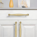 khtumeware 10 Pack 3-1/2inch(89mm) Hole Center Brushed Brass Cabinet Pulls Solid Heavy-Duty Satin Brass Tradition Handles Hardware for Bathroom Dressers Pull cabinets