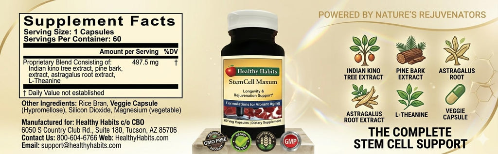Healthy Habits StemCell Maxum - Plant-Based Support Supplement, 60 Veg Caps
