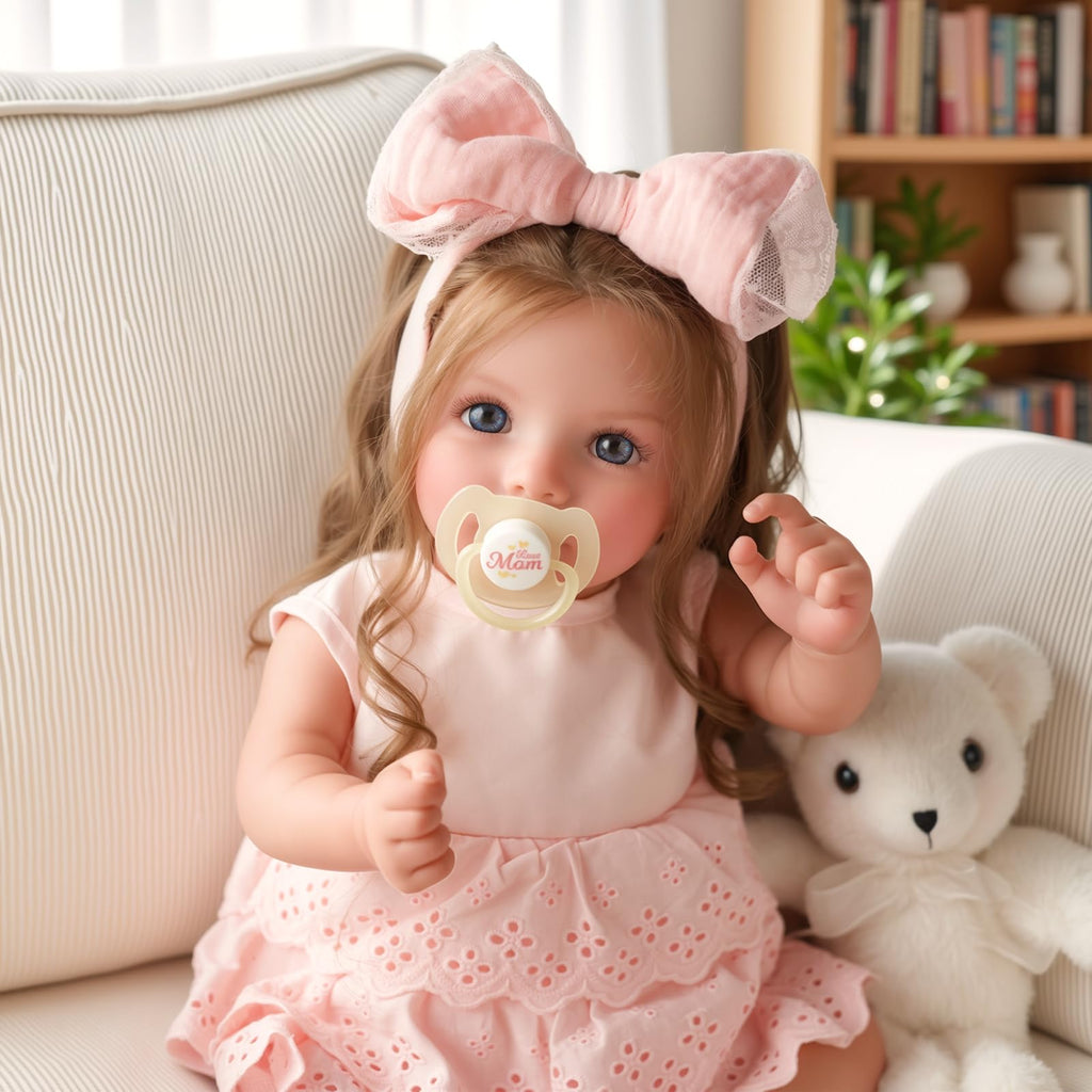 BABESIDE Lifelike Reborn Baby Dolls Dara - 20 Inch Realistic-Newborn Baby Doll Brown Hair Girl Handmade Real Life Toddler Dolls with Clothes and Toy Accessories Gift for Kids Age 3+