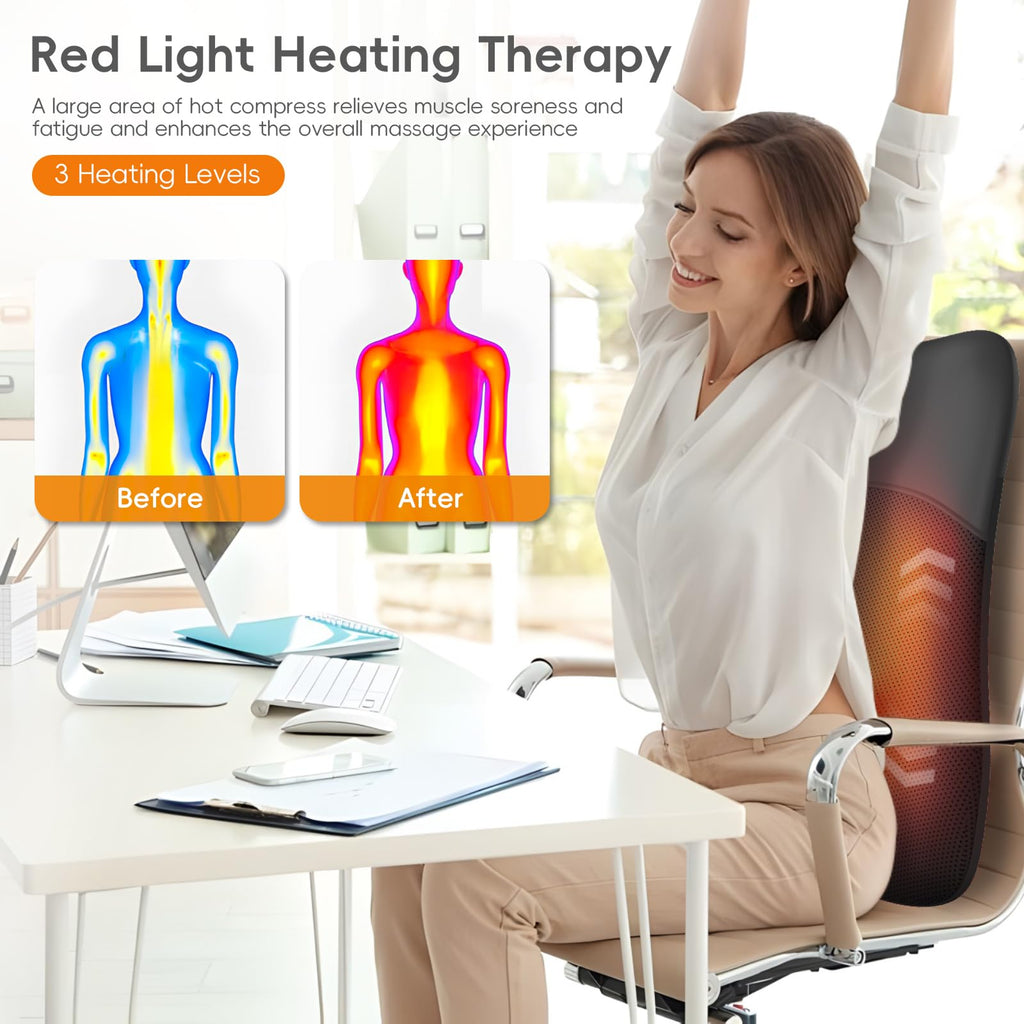Back Massager, Rolling Up and Down Back Massager with Heat, Back Massage 4D Kneading for Pain Relief Deep Tissue, Ultrathin Shoulder Massager Gift for Women Men Parents Christmas