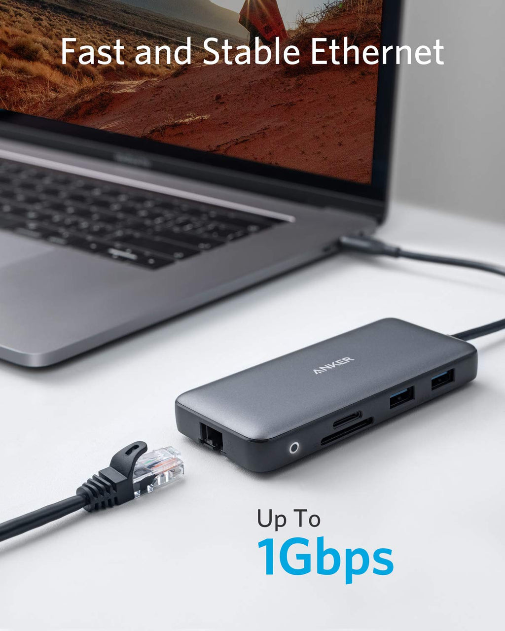 Anker Laptop Docking Station Dual Monitor, 8-in-1 USB C Hub with 4K HDMI