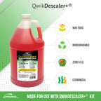 QwikProducts QwikDescaler + Concentrated Descaler Solution, Tankless Water Heater Descaling Solvent for Heat Exchanger, Quickly Dissolves Scale, Lime, Tarnish and Deposits, 1 Gallon