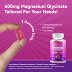 Magnesium Glycinate Gummies 600mg, Non-GMO, Gluten-Free, Magnesium Gummies for Adults & Kids, Sleep, Relaxation & Focus, Grape Flavor, 60 Count