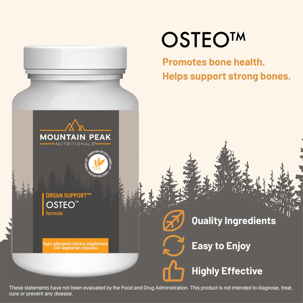 Mountain Peak Nutritionals Osteo Supplement - Organ & Strong Bone Support, Promotes Bone Health - With Vitamins D3, K2, Calcium, and Magnesium - Bone Building & Strengthening (240 Vegetarian Capsules)