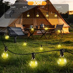 FUANXIEI 100FT Solar Lights Outdoor Waterproof: G40 30M Shatterproof Bulbs Patio Lights - Solar Powered Remote Control 3 Light Modes Dimmable Solar Light - Camping Backyard Garden Deck Outside Yard