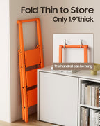 HillhutApex 3 Step Foldable Aluminum Step Ladder with Handgrip, Anti-Slip Pedal, 330 lbs Capacity, Lightweight & Portable for Home, Kitchen, Office, Garage (Orange)